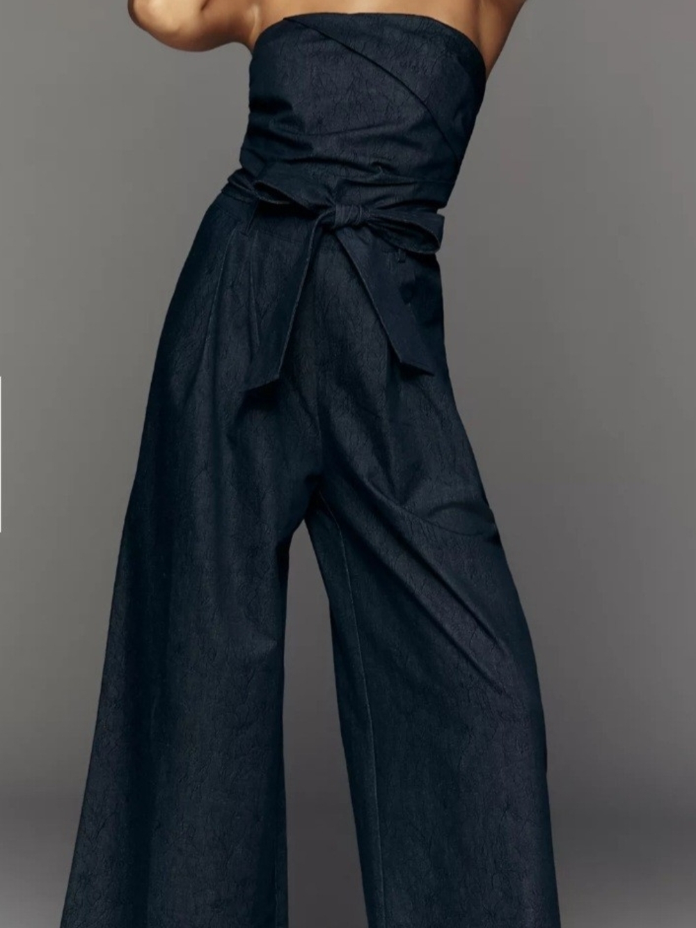 En Saison Strapless Wide-Leg Jumpsuit in Dark Navy